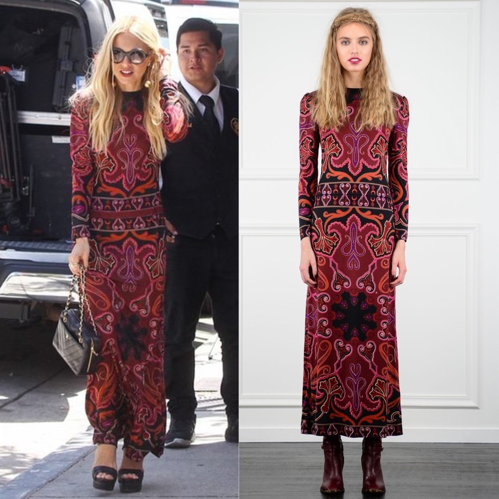 Rachel Zoe x Revolve Silk Magnum Shift Dress in Bordeaux Print Size 6 Keyhole - Picture 9 of 12